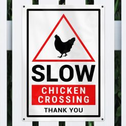 Chicken Warning Sign Slow Safety Aluminium Metal Sign