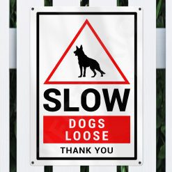 Dog Warning Sign Slow Safety Aluminium Metal Sign
