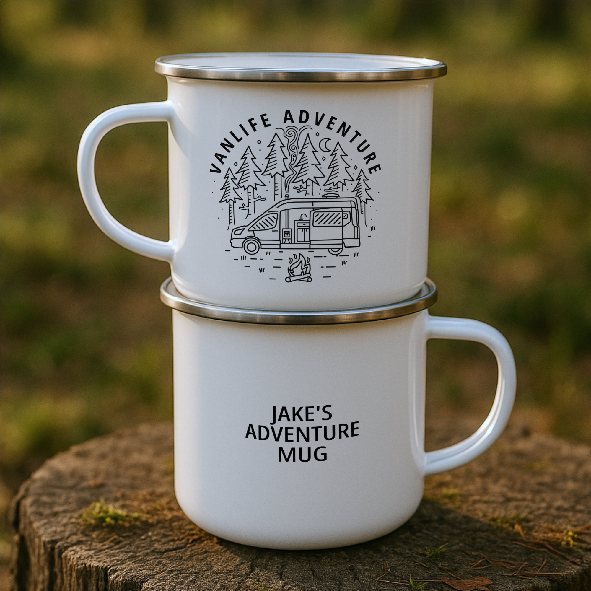 Vanlife Adventure Personalised Enamel Camping Travel Mug - Image 2