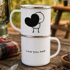 Alternative view of Personalised Enamel Mug with Cute Heart Character Custom Camping Mug