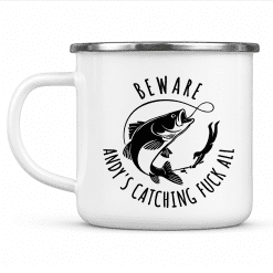 Funny Fishing Enamel Mug Personalised Camping Mug Gift