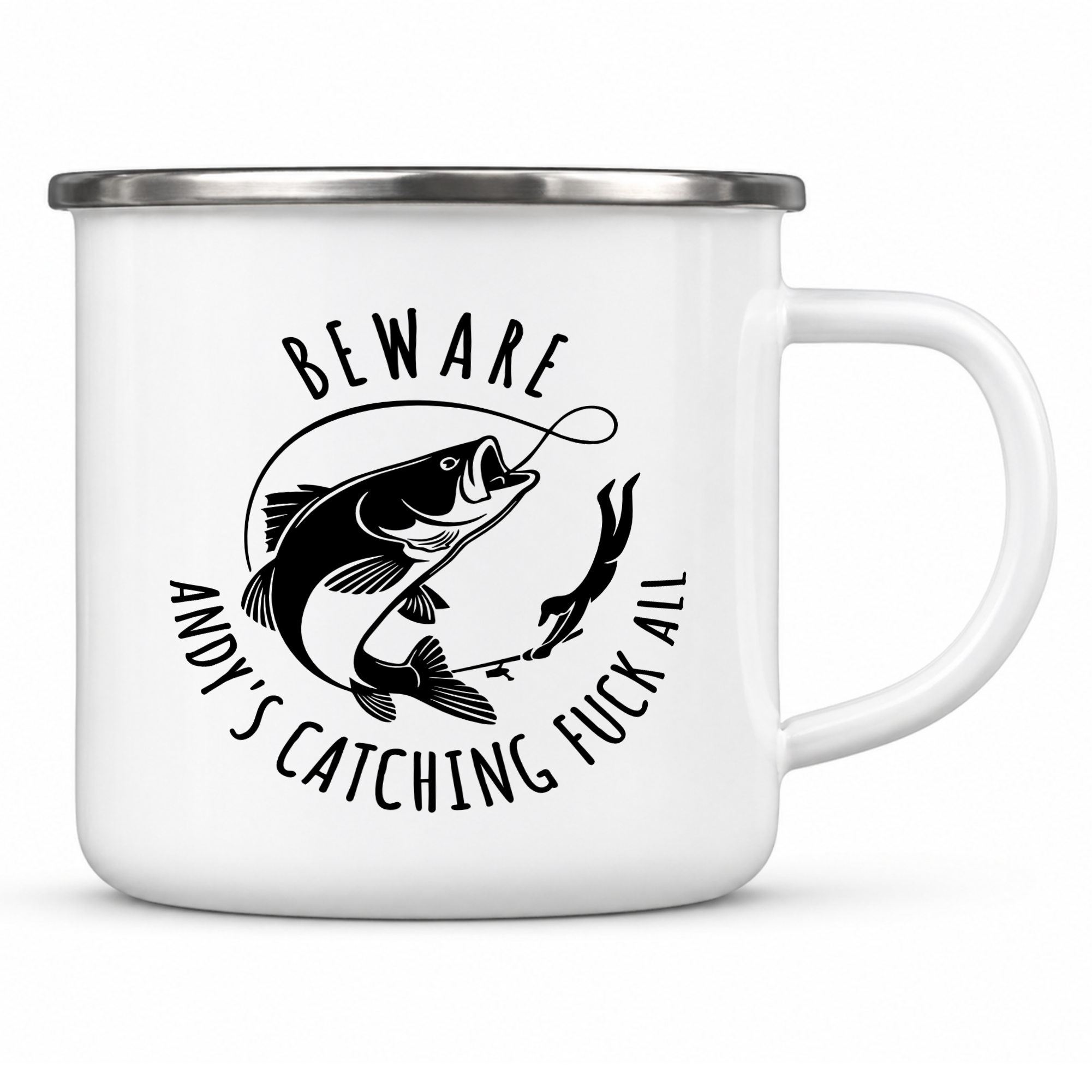 Funny Fishing Enamel Mug Personalised Camping Mug Gift - Image 3