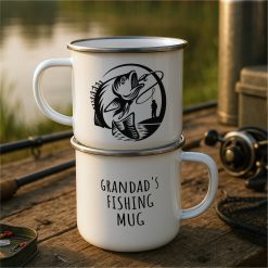 Alternative view of Personalised Fishing Enamel Mug Custom Fisherman Camping Mug Gift