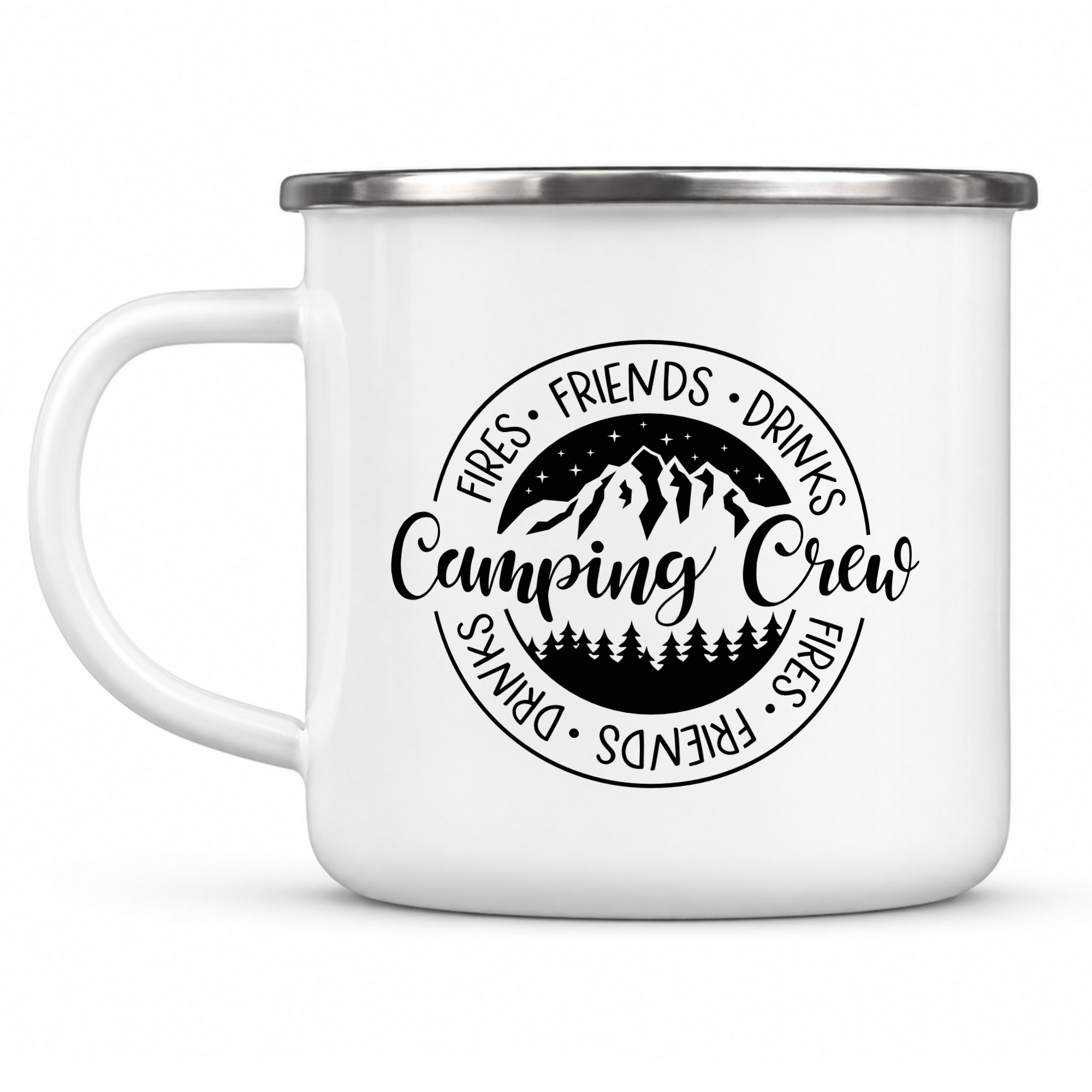 Personalised Camping Enamel Mug Camping Crew Custom Mug