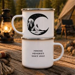 Alternative view of Personalised Camping Enamel Mug Moon Campfire Adventure Mug Gift