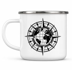 Personalised Travel Enamel Mug Compass Adventure Mug Gift