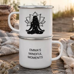 Alternative view of Personalised Yoga Enamel Mug Spiritual Meditation Mug Gift