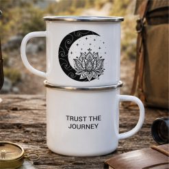 Alternative view of Personalised Lotus Enamel Mug Spiritual Camping Mug Gift