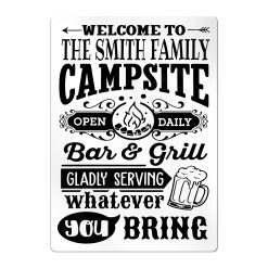 Personalised Family Campsite Aluminium Metal Sign Custom Camping Bar & Grill Sign