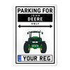 John Deere Tractor Personalised Aluminium Parking Sign