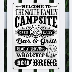 Alternative view of Personalised Family Campsite Aluminium Metal Sign Custom Camping Bar & Grill Sign